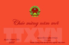 Thiếp chúc mừng Năm mới 2022 của Chủ tịch nước Nguyễn Xuân Phúc